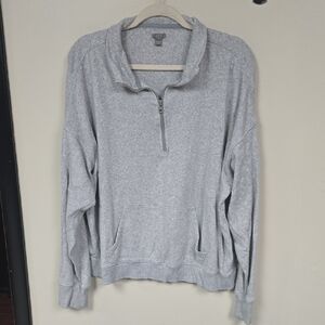 Aerie Light Gray Zip-Up Sweater